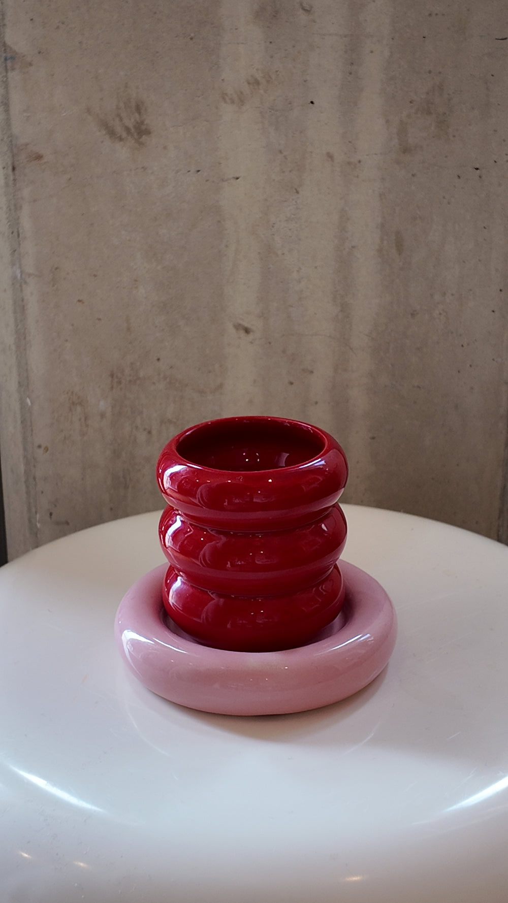 Pink & Red Glazed Ceramic Cup