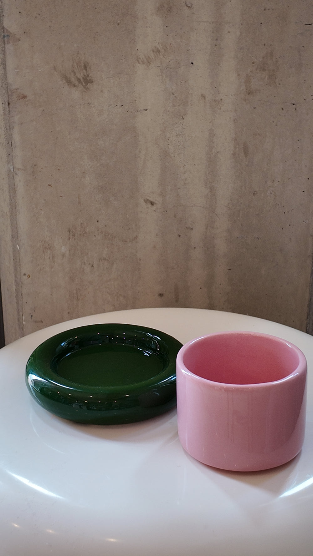 Pink & Green Glazed Ceramic Cup