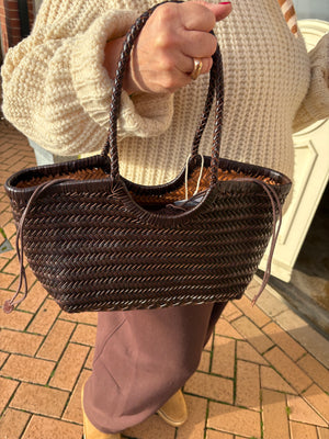 Handwoven U Shape Leather Bag