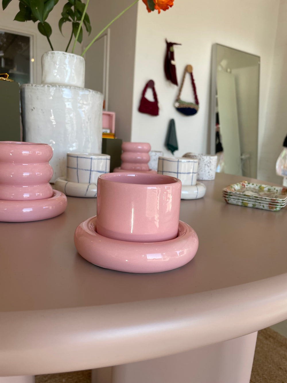 Pink Glazed Ceramic Cup