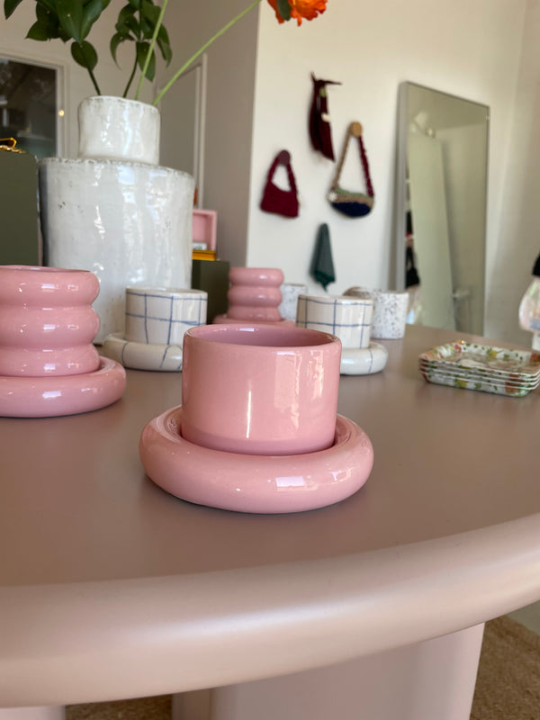 Pink Glazed Ceramic Cup