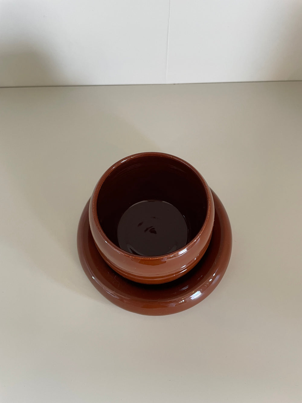 Chocolate Brown Glazed Ceramic Chunky Mug and Saucer