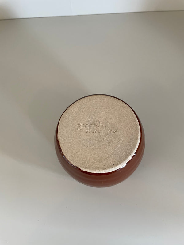 Chocolate Brown Glazed Ceramic Chunky Mug and Saucer