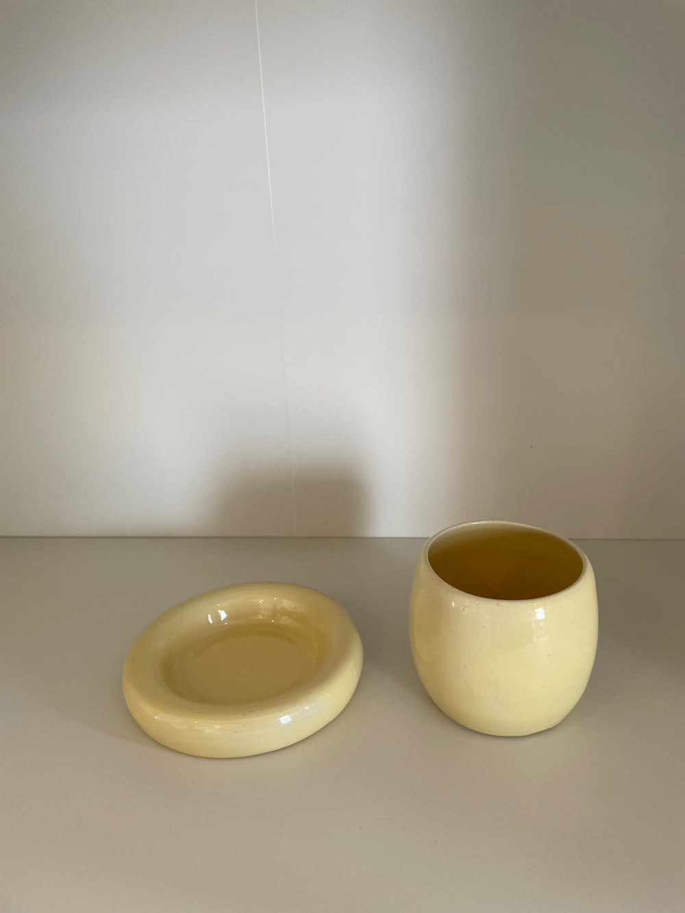 Butter Yellow Glazed Ceramic Chunky Mug and Saucer