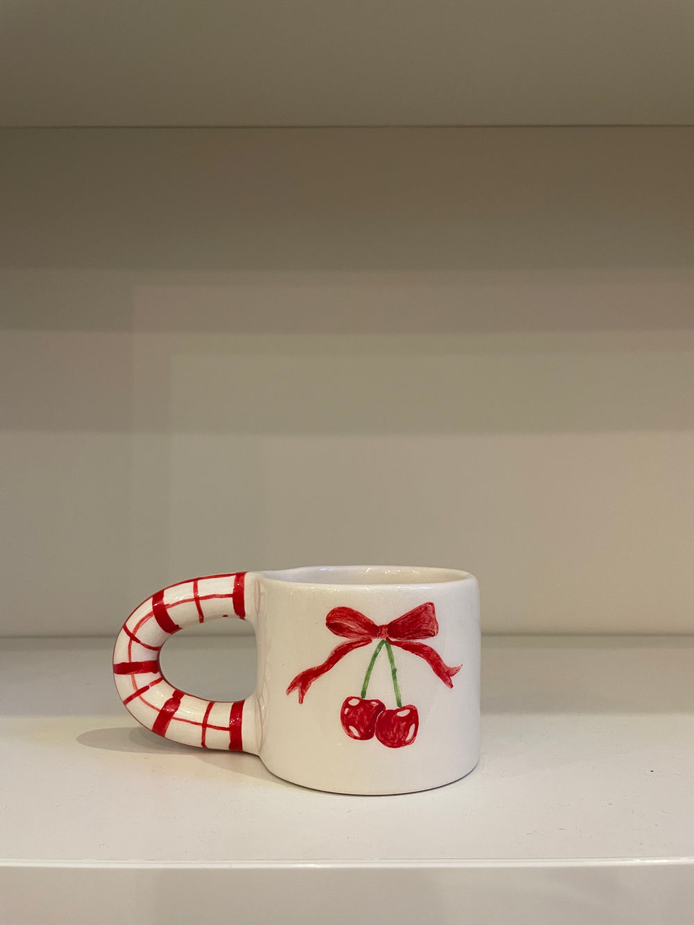 Handmade Bow Cherry Ceramic Mug