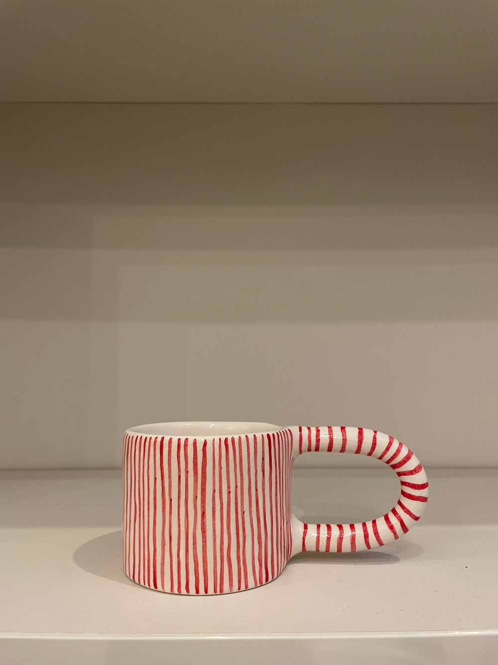 Handmade Red Smiley Face Ceramic Mug