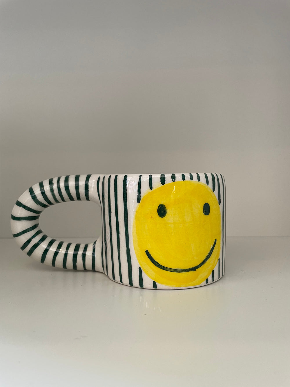 Handmade Black Smiley Face Ceramic Mug