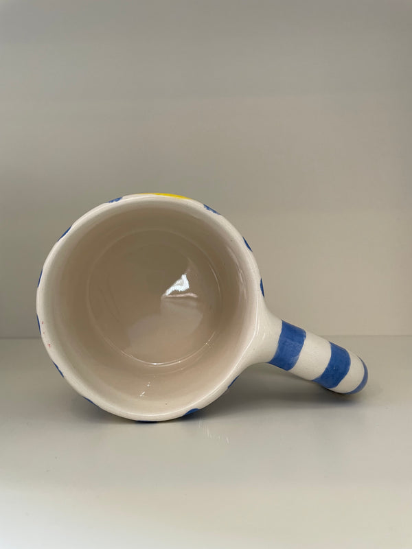 Handmade Blue Smiley Face Ceramic Mug