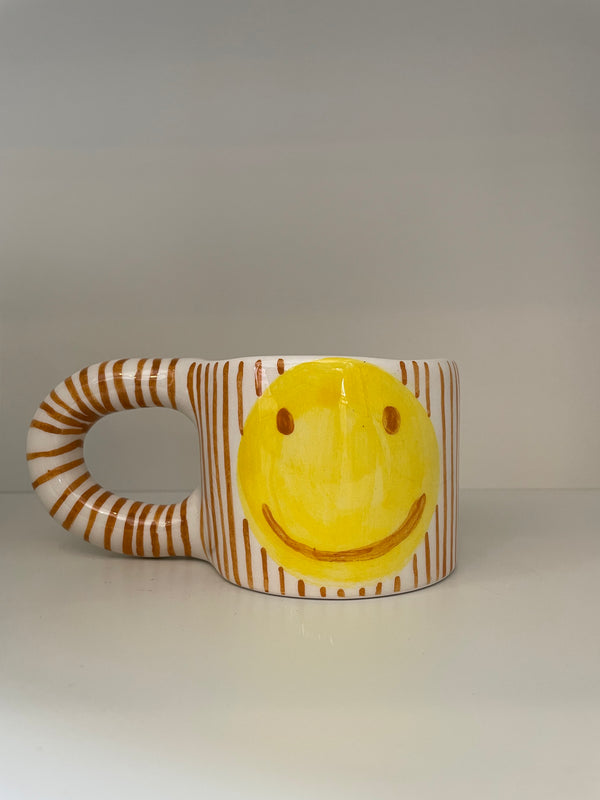 Handmade Orange Smiley Face Ceramic Mug