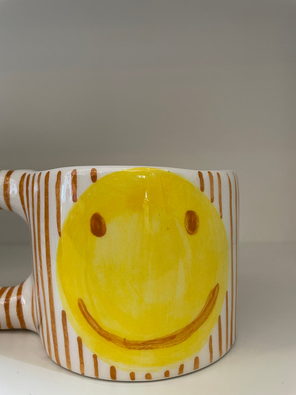 Handmade Orange Smiley Face Ceramic Mug