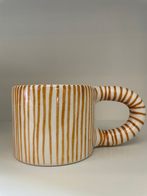 Handmade Orange Smiley Face Ceramic Mug
