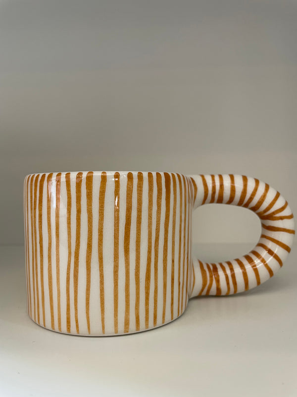 Handmade Orange Smiley Face Ceramic Mug