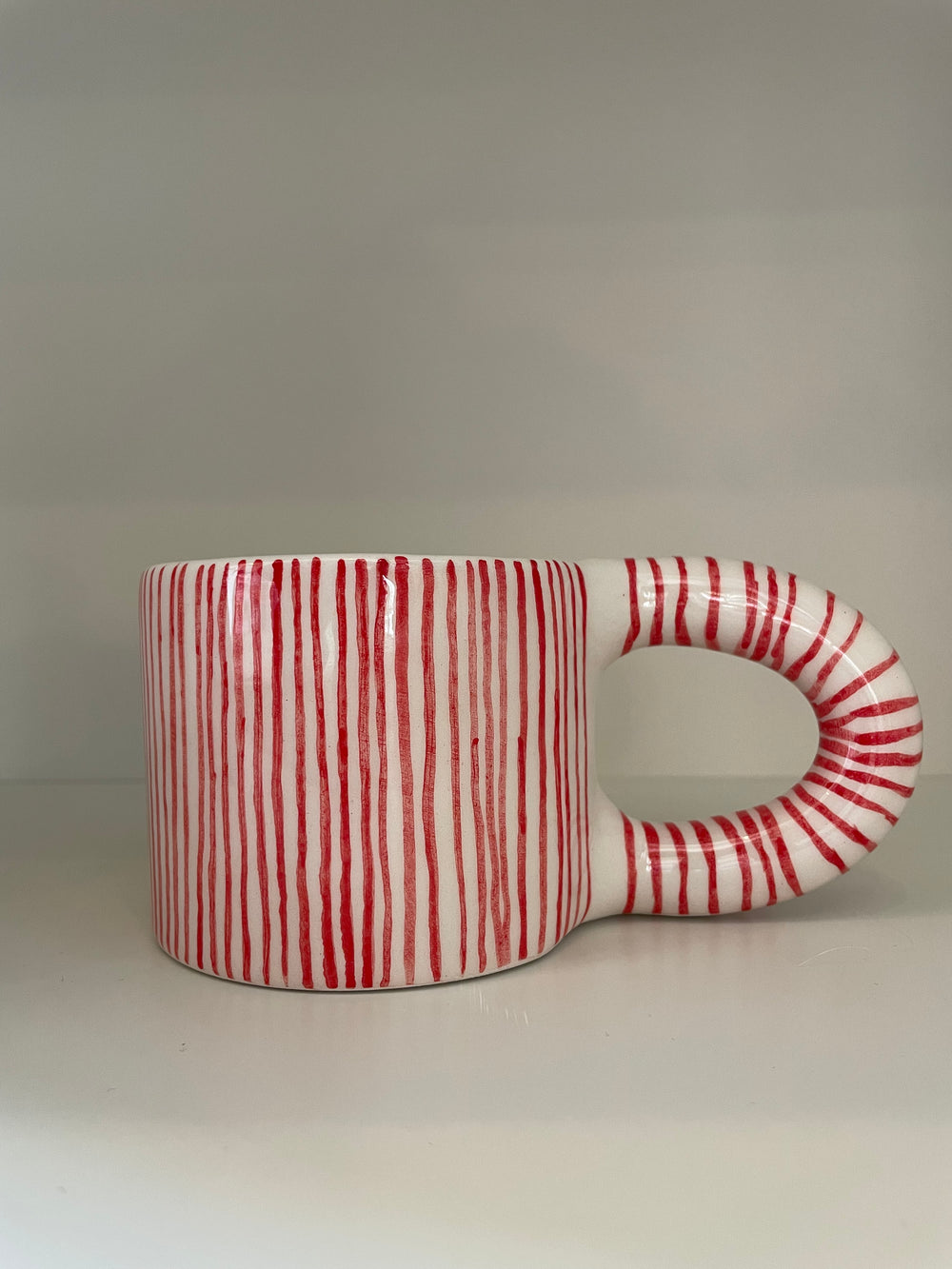 Handmade Red Smiley Face Ceramic Mug