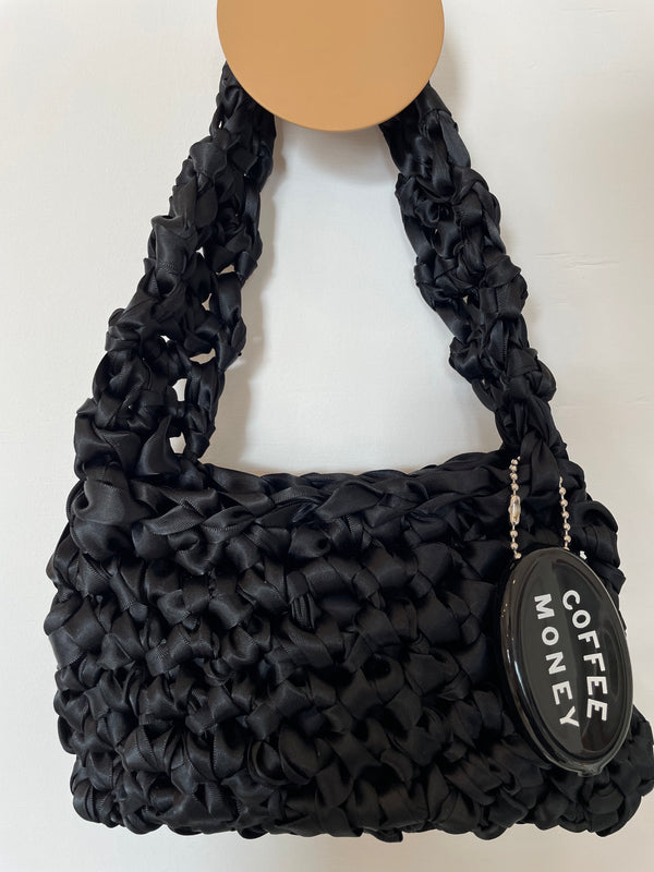 Handmade Black Crochet Shoulder Bag
