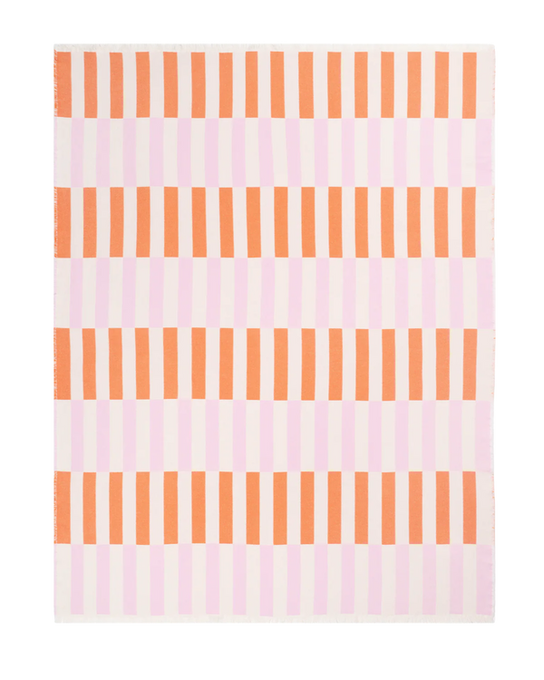 Tiles Cotton Blanket Pink Carrot