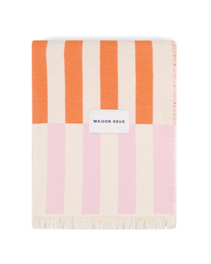 Tiles Cotton Blanket Pink Carrot