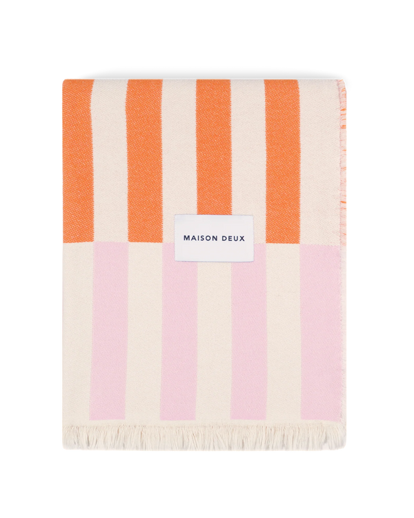 Tiles Cotton Blanket Pink Carrot