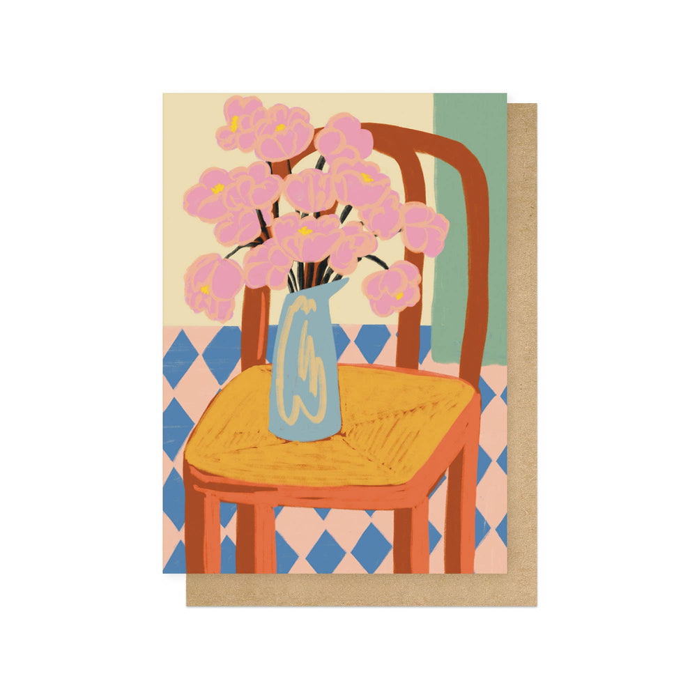 Flowers On A Chair Greetings Card