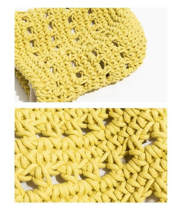 Spring & Summer Hollowed Crochet Bucket Shape Shoulder Bag