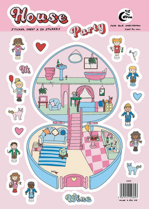 House Party Nostalgia A5 Sticker Sheet Junk Journal & Scrapbook Stickers