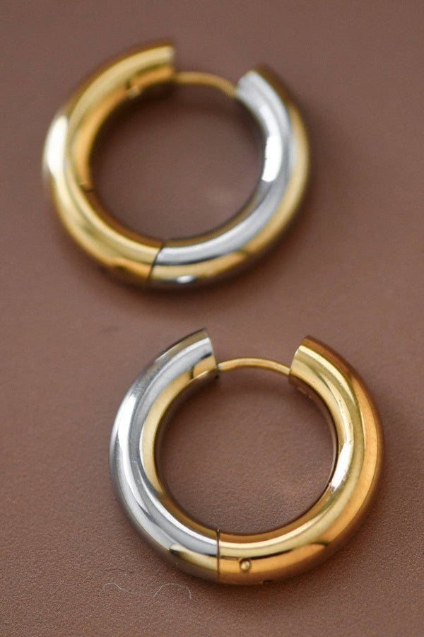 18K Gold Plated Waterproof Stainless Steel Hoop Earrings