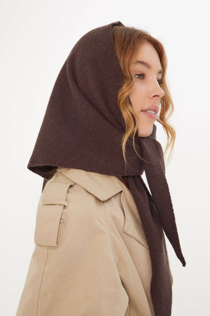 Knitted Triangle Scarf in Brown