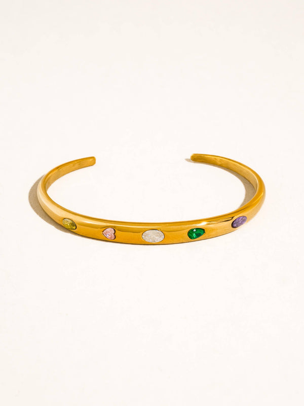 Juneau 18K Gold Non-Tarnish Multicolor CZ Bangle