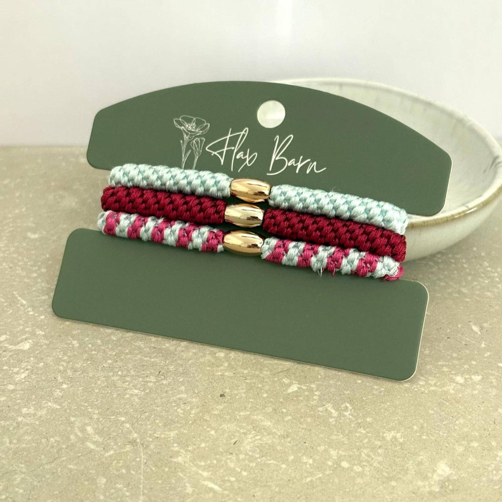 "Berry Mint" Pack of 3 Elasticated Cord Hairbands