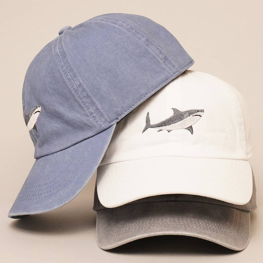 Shark Embroidered Cotton Baseball Dad Cap