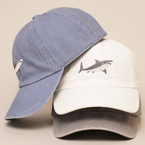 Shark Embroidered Cotton Baseball Dad Cap