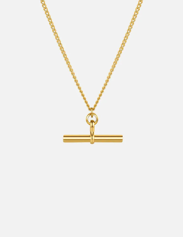 Waterproof Gold T-Bar Chain Necklace