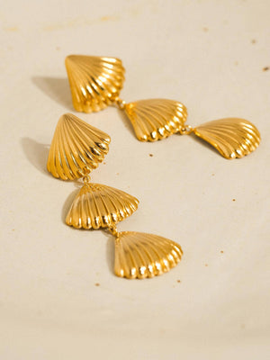 Gold Plated & Non-Tarnish Layered Shell Drop Earrings