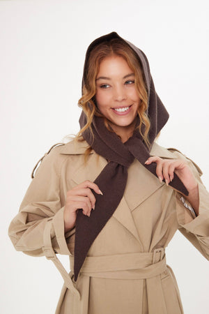 Knitted Triangle Scarf in Brown