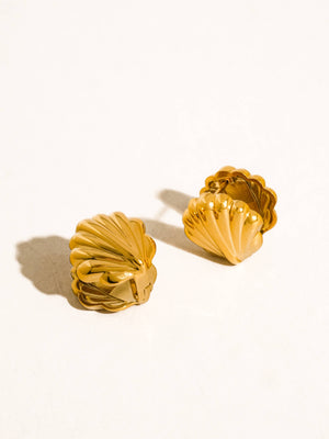 Verina 18K Gold Non-Tarnish Vintage Shell Earrings