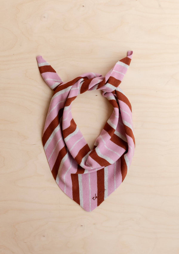 Merino Wool Triangle Scarf in Pink & Rust Stripe