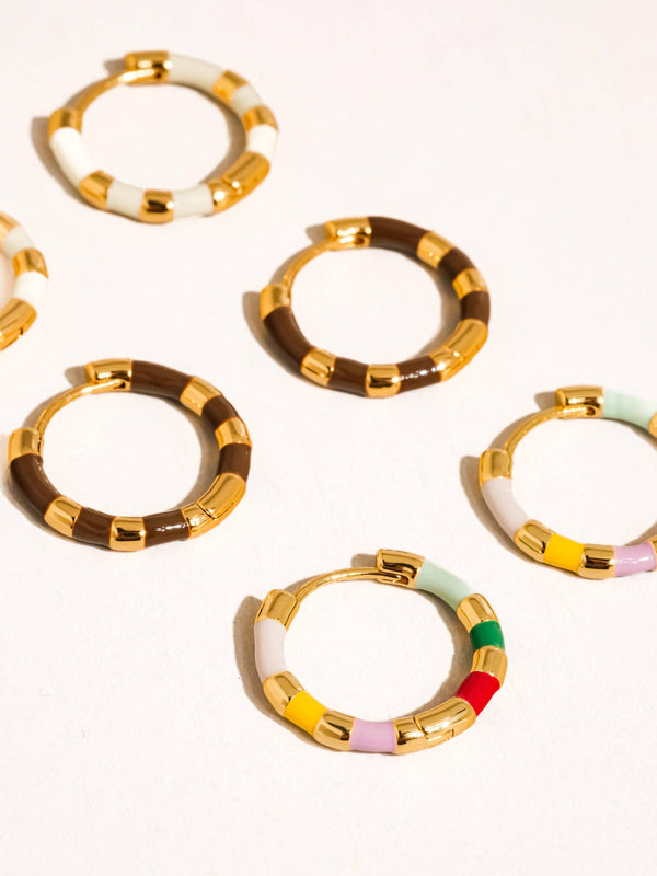 Avielle Gold Vintage Enamel Hoop Earring