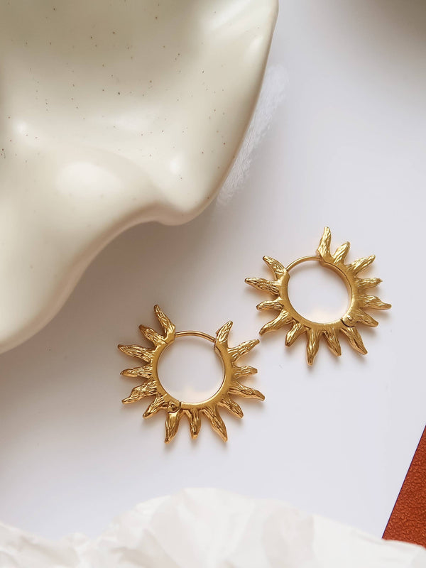 Sablière 18K Gold Non-Tarnish Sunburst Hoop Earrings