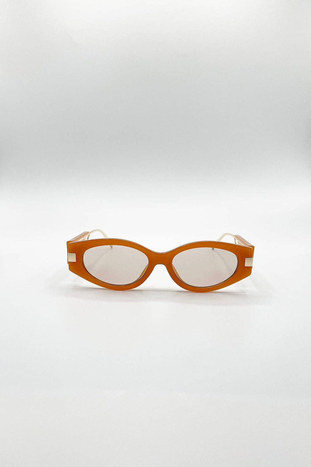 Oval Metal Detail Sunglasses In Orange