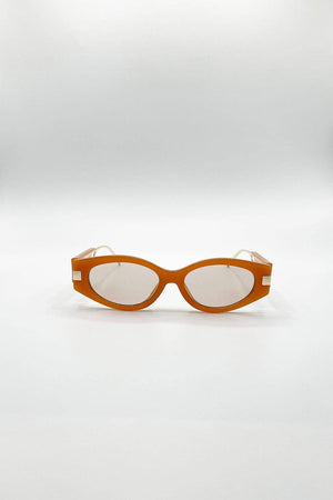 Oval Metal Detail Sunglasses In Orange