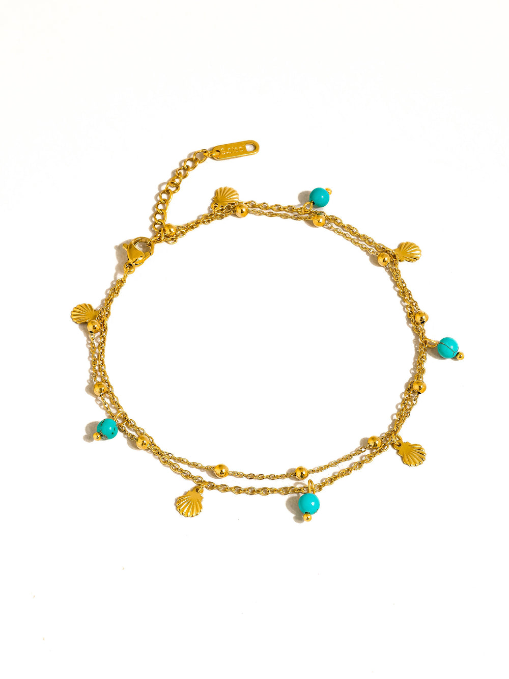 Zinnia 18K Gold Non-Tarnish Beaded Shell Charm Anklets