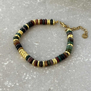 Tarnish Resistant Stone And Gold Beaded Bracelet