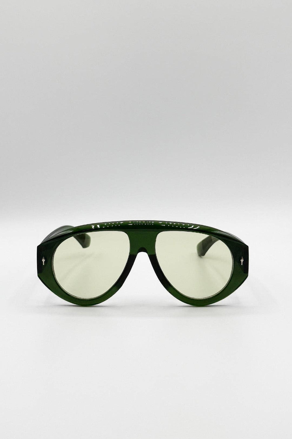 Oversized Bold Aviator Sunglasses in Green