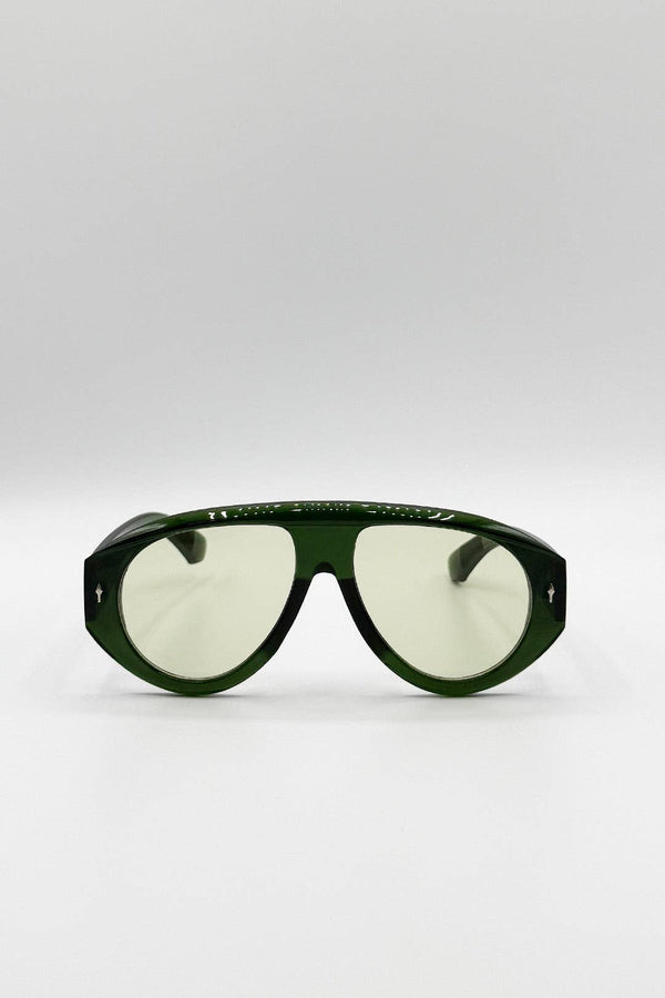 Oversized Bold Aviator Sunglasses in Green
