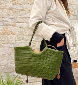 Handwoven U Shape Leather Bag