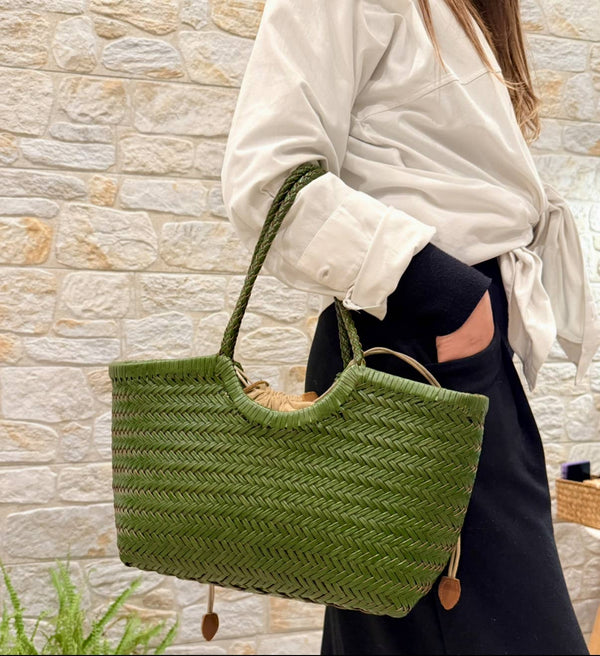 Handwoven U Shape Leather Bag