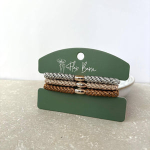 "Frosted Glow" Pack of 3 Elasticated Cord Hairbands
