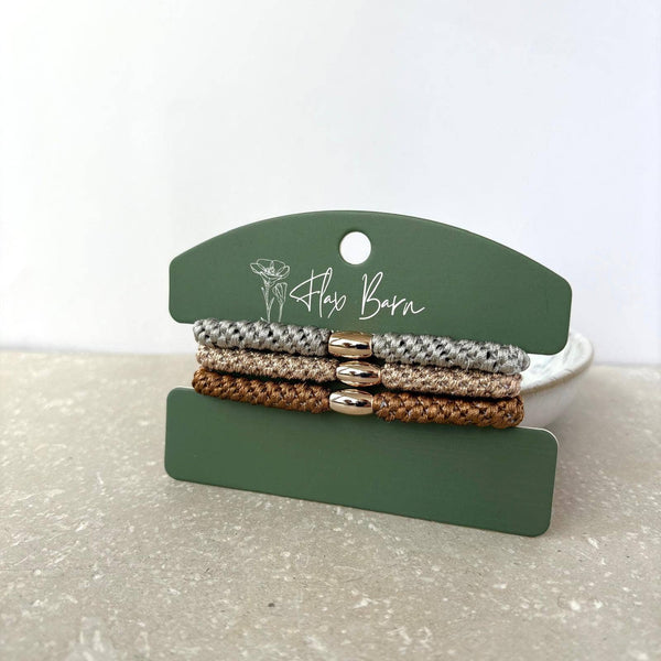 "Frosted Glow" Pack of 3 Elasticated Cord Hairbands