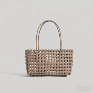 Solid Color Woven Hollow Tote Bag