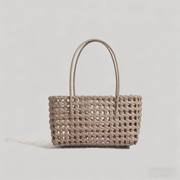 Solid Color Woven Hollow Tote Bag