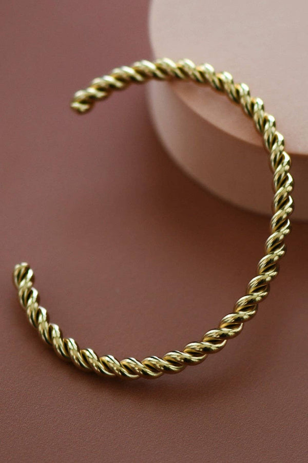 18K Gold Plated Waterproof Stainless Steel Cuff - 7204
